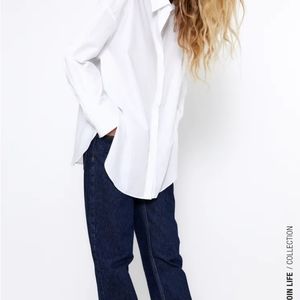 Zara NWT button up collard 3/4 sleeve shirt size s
